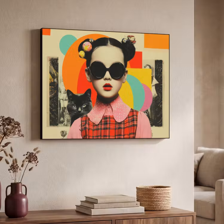 Art Frame - Meisje - Zonnebril - Kat - Retro — 4