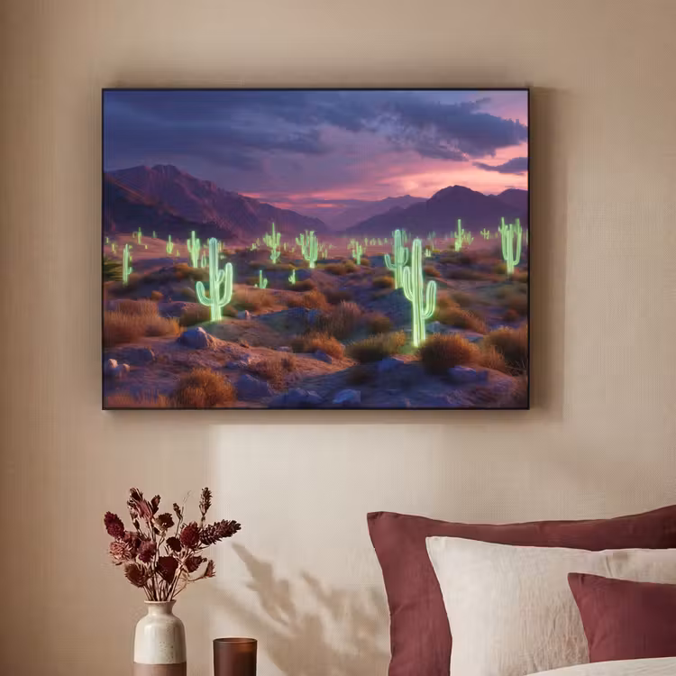 Art Frame - Neon cactussen - Woestijn - Zonsondergang — 2
