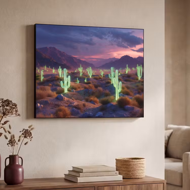 Art Frame - Neon cactussen - Woestijn - Zonsondergang — 4
