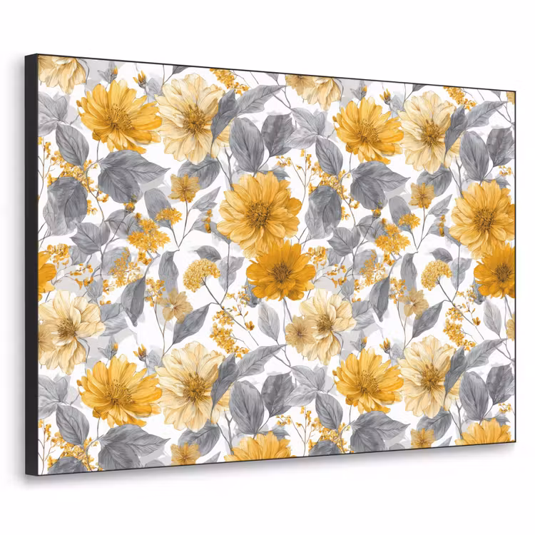 Art Frame - Bloemen - Botanisch - Elegant - Okergeel - Grijs — 1