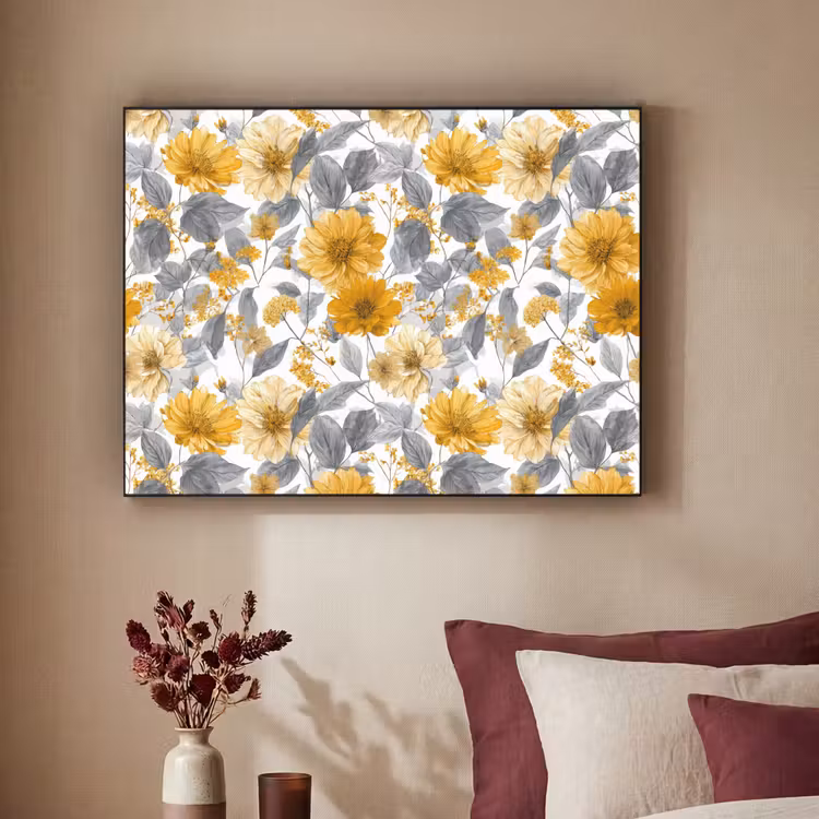 Art Frame - Bloemen - Botanisch - Elegant - Okergeel - Grijs — 2