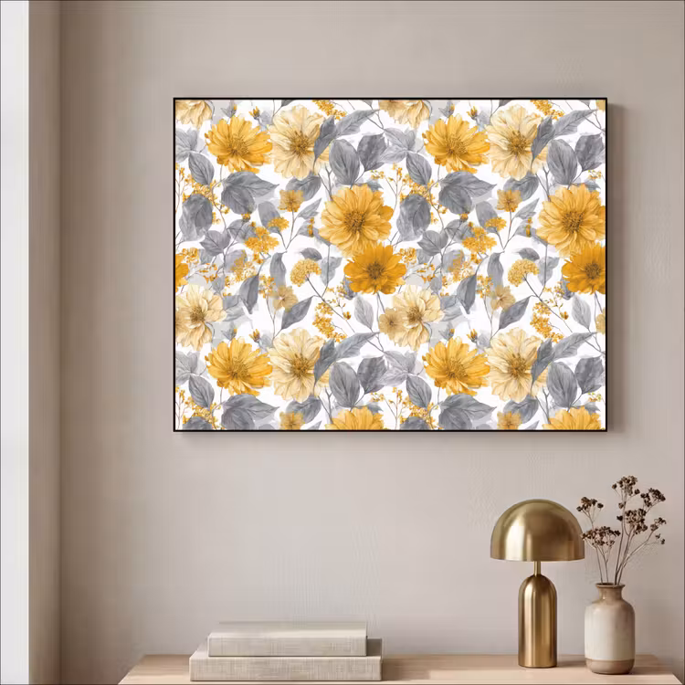 Art Frame - Bloemen - Botanisch - Elegant - Okergeel - Grijs — 3