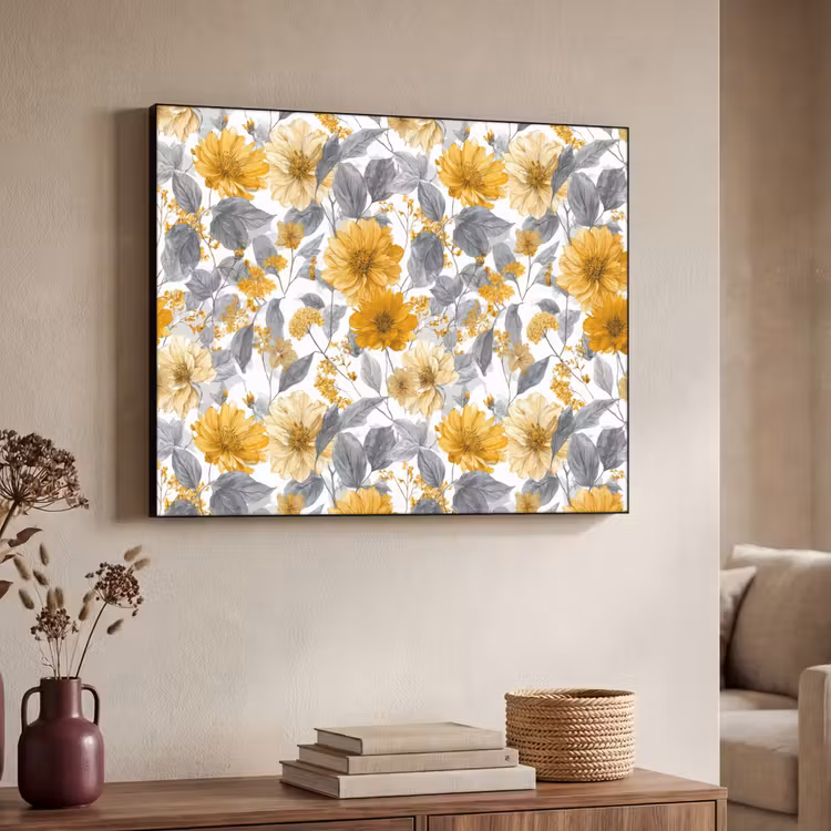 Art Frame - Bloemen - Botanisch - Elegant - Okergeel - Grijs — 4