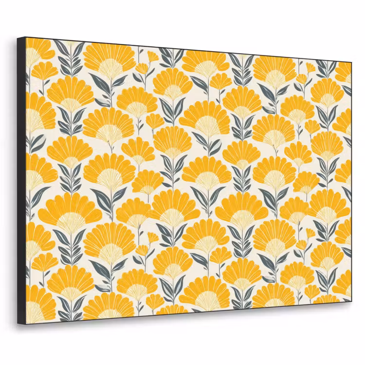 Art Frame - Bloemen - Retro - Botanisch - Okergeel - Grijs — 1
