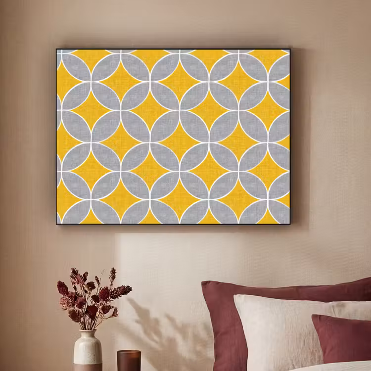Art Frame - Geometrisch - Cirkels - Textuur - Grijs - Geel — 2