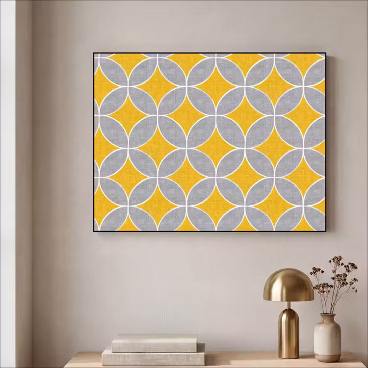 Art Frame - Geometrisch - Cirkels - Textuur - Grijs - Geel — 3
