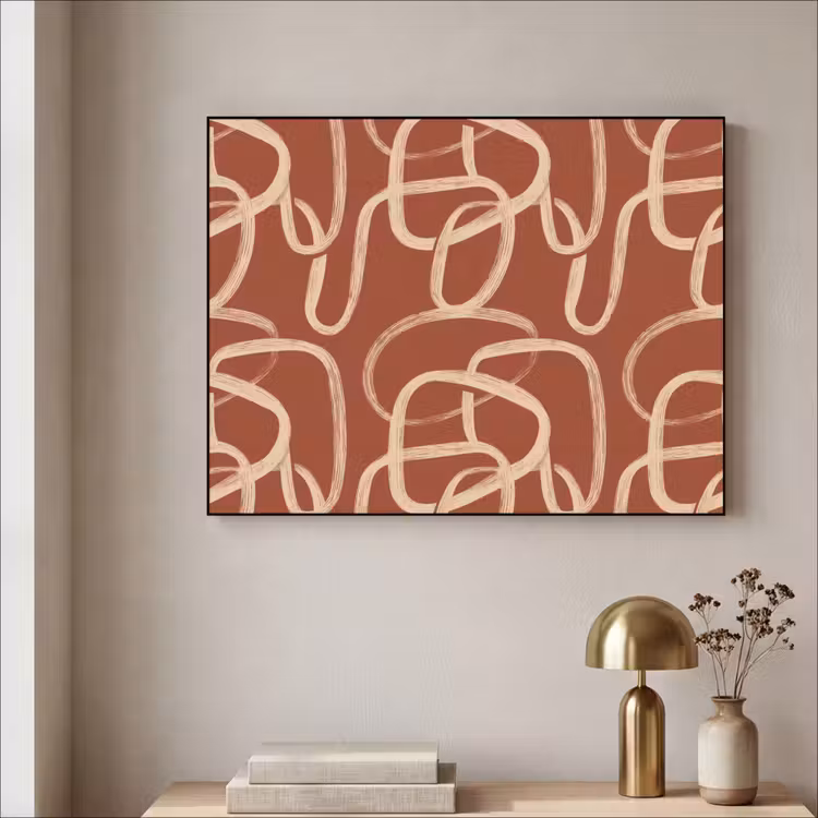 Art Frame - Lijnen - Abstract - Organisch - Terracotta - Crème — 3