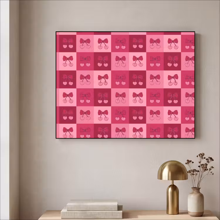 Art Frame - Kersen - Strikjes - Speels - Roze - Bordeaux — 3