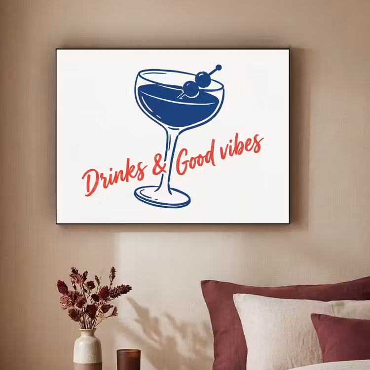 Art Frame - Cocktail - Glas - Illustratie - Blauw - Wit — 2