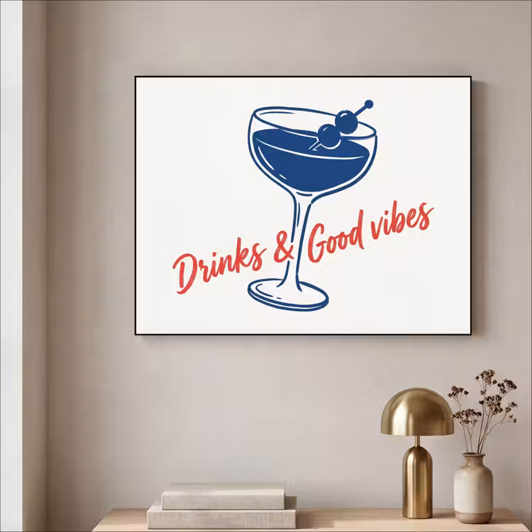 Art Frame - Cocktail - Glas - Illustratie - Blauw - Wit — 3
