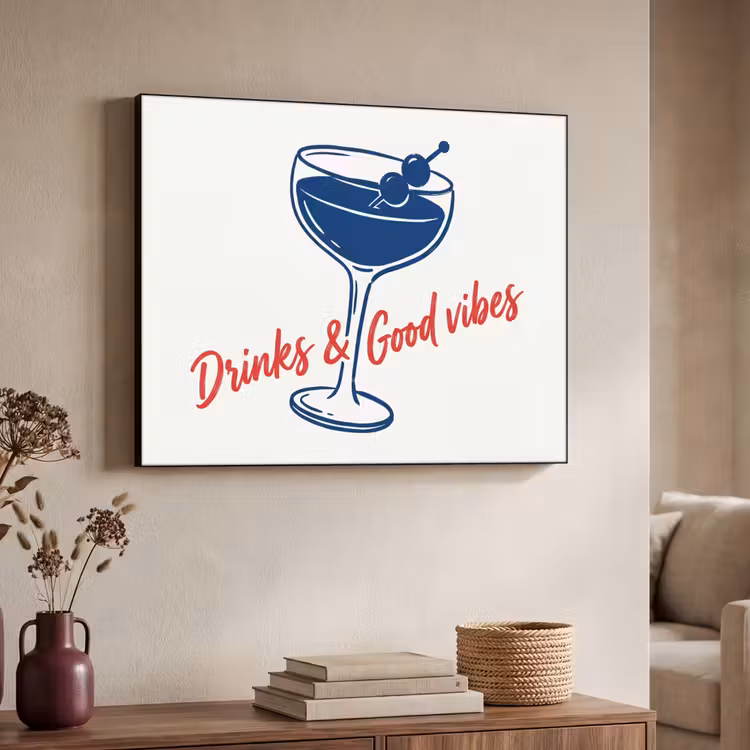 Art Frame - Cocktail - Glas - Illustratie - Blauw - Wit — 4