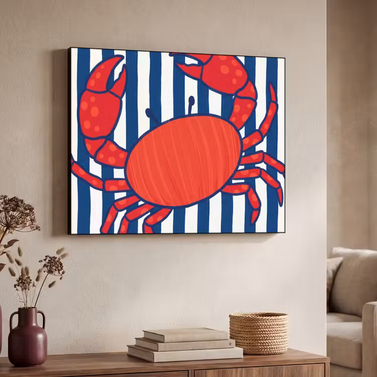 Art Frame - Krab - Strepen - Zeeleven - Illustratie - Rood — 4