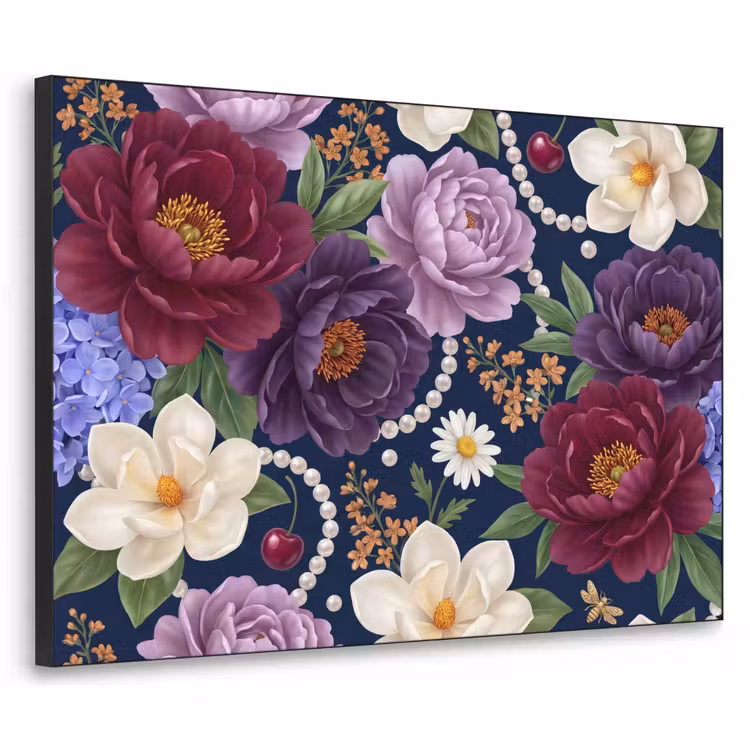 Art Frame - Bloemen - Parels - Decoratie - Modern - Blauw — 1