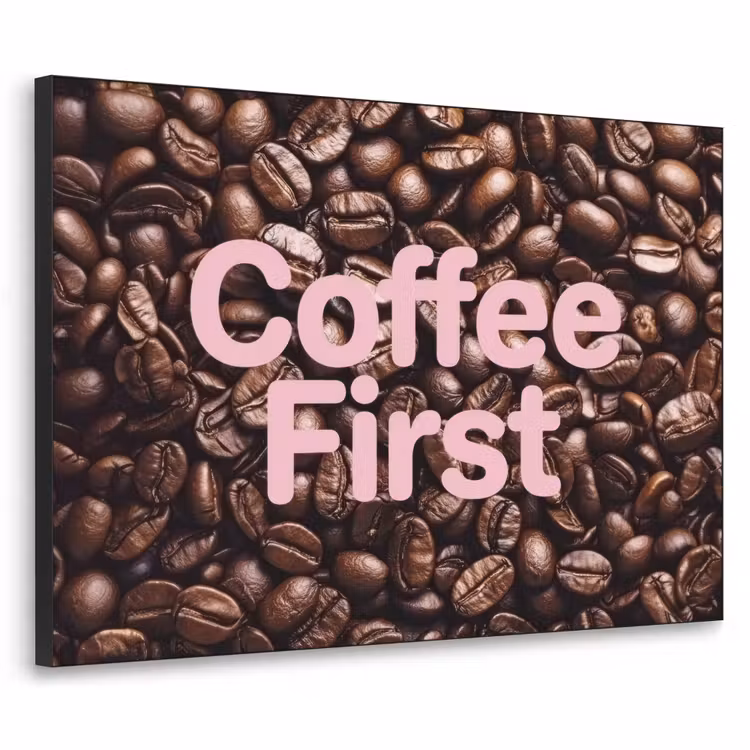 Art Frame - Coffee First - Koffiebonen - Roze — 1