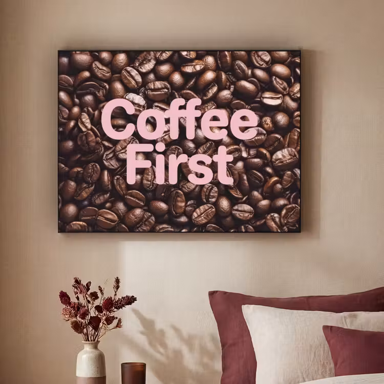 Art Frame - Coffee First - Koffiebonen - Roze — 2