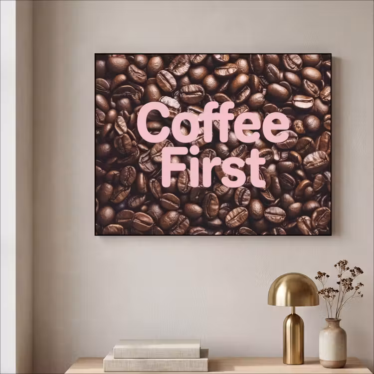 Art Frame - Coffee First - Koffiebonen - Roze — 3