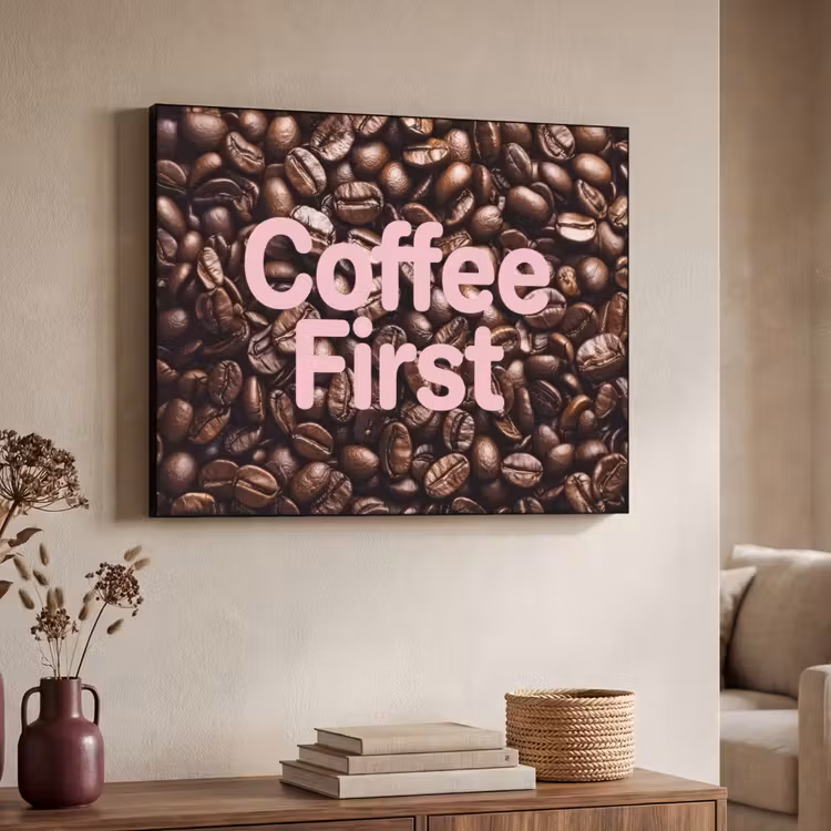 Art Frame - Coffee First - Koffiebonen - Roze — 4