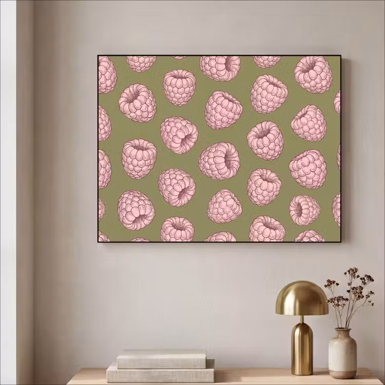 Art Frame - Eten - Patroon - Illustratie - Roze - Groen — 3
