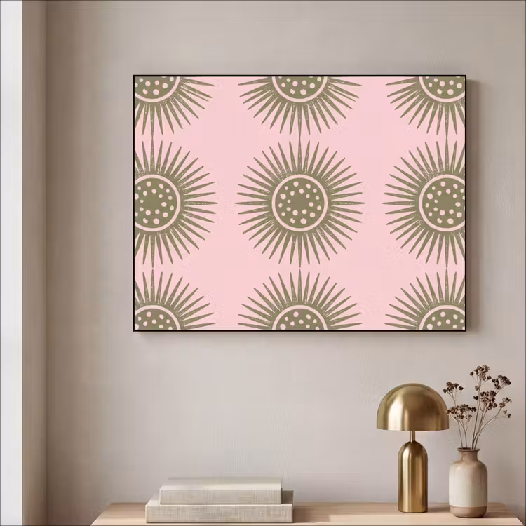 Art Frame - Bloemen - Patroon - Abstract - Roze - Groen — 3