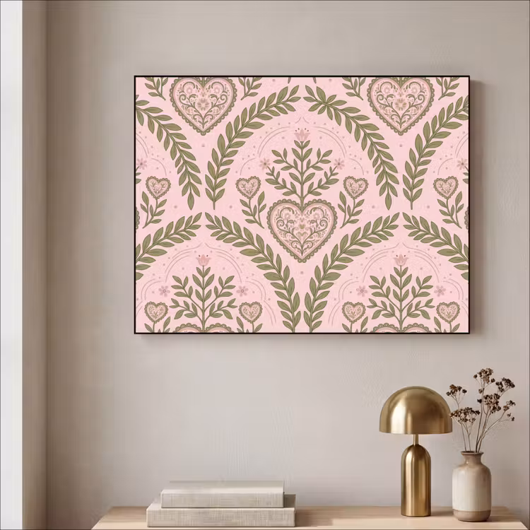 Art Frame - Patroon - Hart - Bloemen - Folkloristisch - Roze — 3