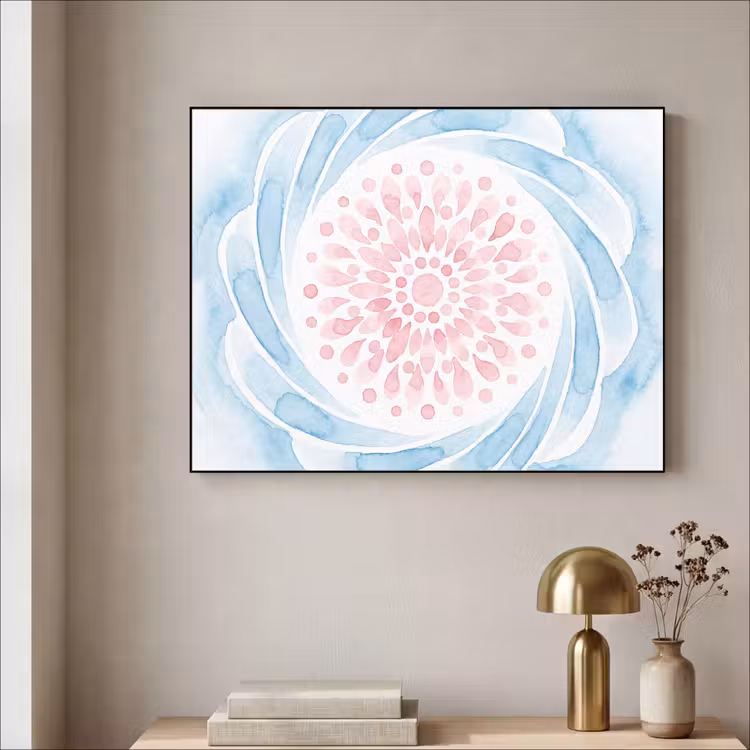 Art Frame - Abstract - Bloemvorm - Aquarel - Roze - Blauw — 3
