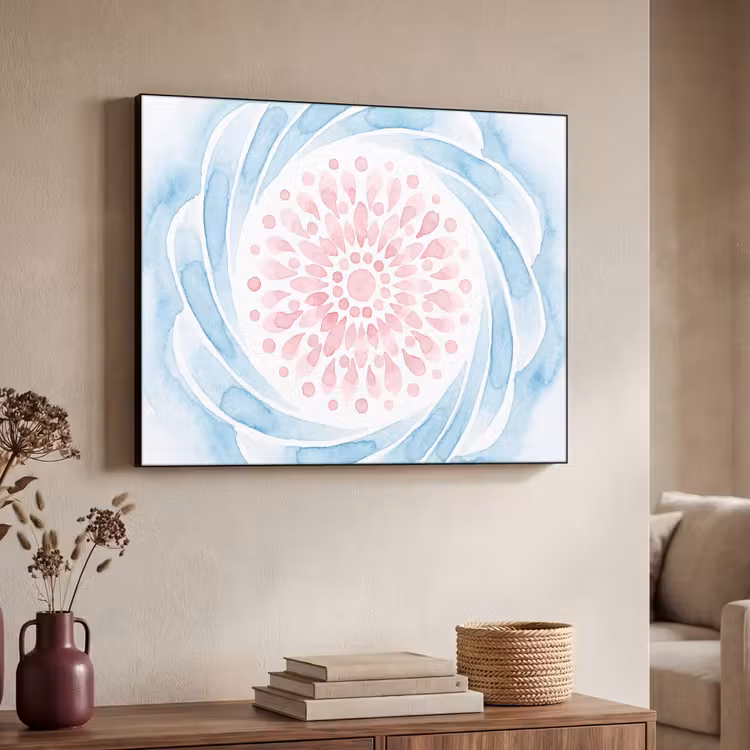 Art Frame - Abstract - Bloemvorm - Aquarel - Roze - Blauw — 4