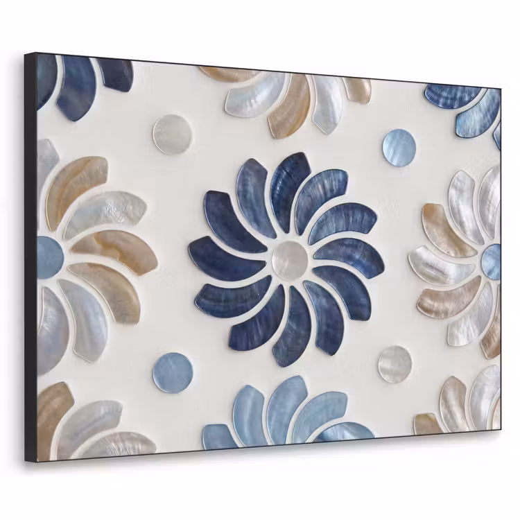 Art Frame - Bloemen - Parelmoer - Abstract - Patroon - Blauw — 1
