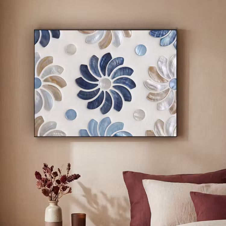 Art Frame - Bloemen - Parelmoer - Abstract - Patroon - Blauw — 2