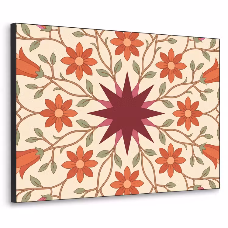 Art Frame - Bloemen - Mandala - Decoratief - Rood — 1