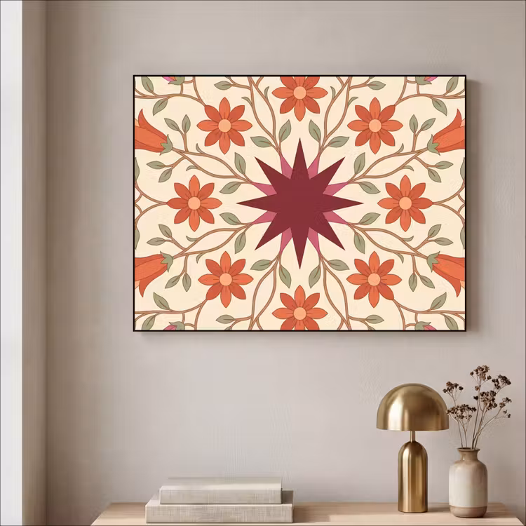 Art Frame - Bloemen - Mandala - Decoratief - Rood — 3