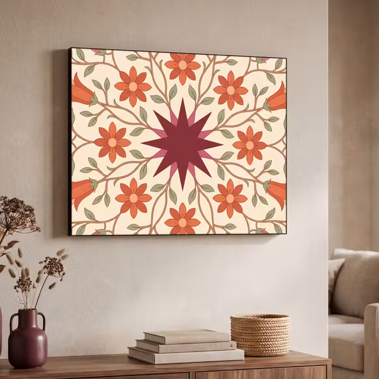 Art Frame - Bloemen - Mandala - Decoratief - Rood — 4