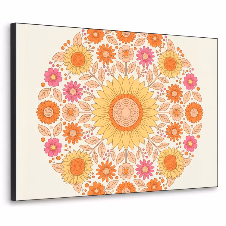 Art Frame - Bloemen - Mandala - Patroon - Kleurrijk — 1