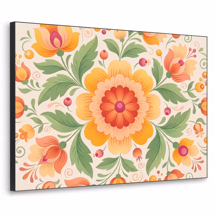 Art Frame - Bloemen - Patroon - Decoratief - Oranje — 1