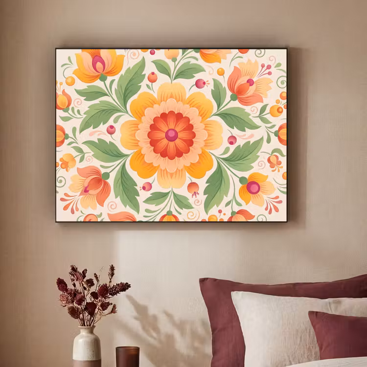 Art Frame - Bloemen - Patroon - Decoratief - Oranje — 2