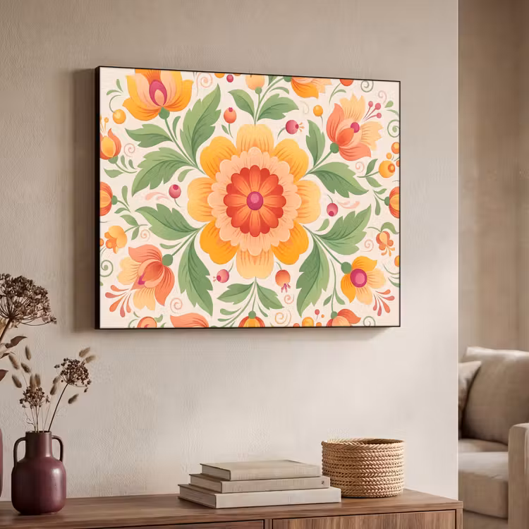 Art Frame - Bloemen - Patroon - Decoratief - Oranje — 4