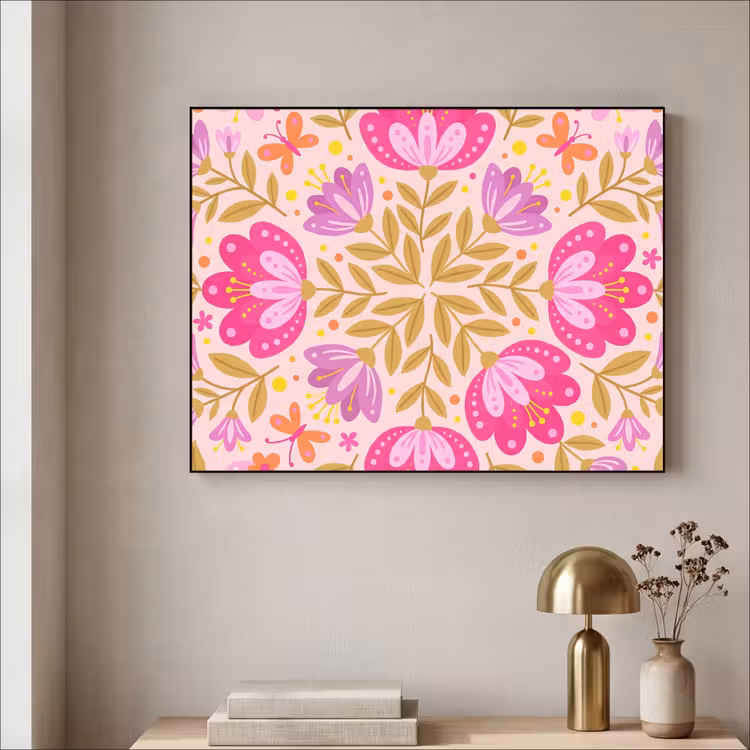 Art Frame - Bloemen - Patroon - Natuur - Abstract - Roze — 3