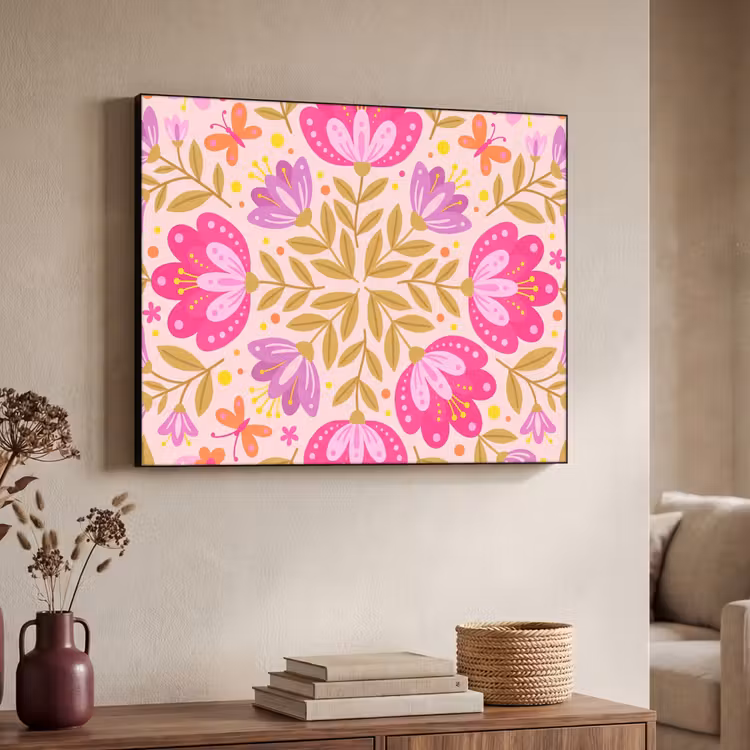 Art Frame - Bloemen - Patroon - Natuur - Abstract - Roze — 4