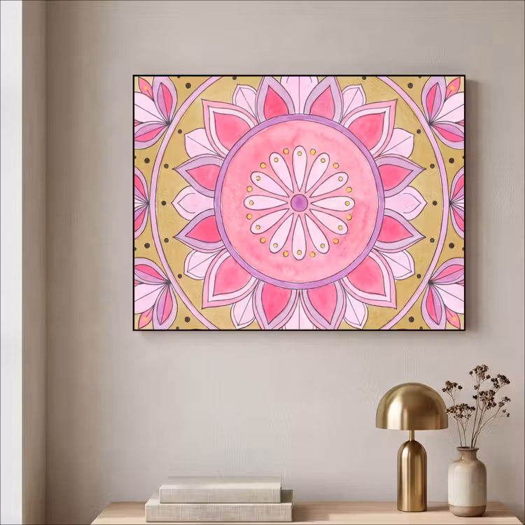 Art Frame - Mandala - Patroon - Kunst - Aquarel - Roze — 3