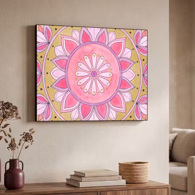 Art Frame - Mandala - Patroon - Kunst - Aquarel - Roze — 4