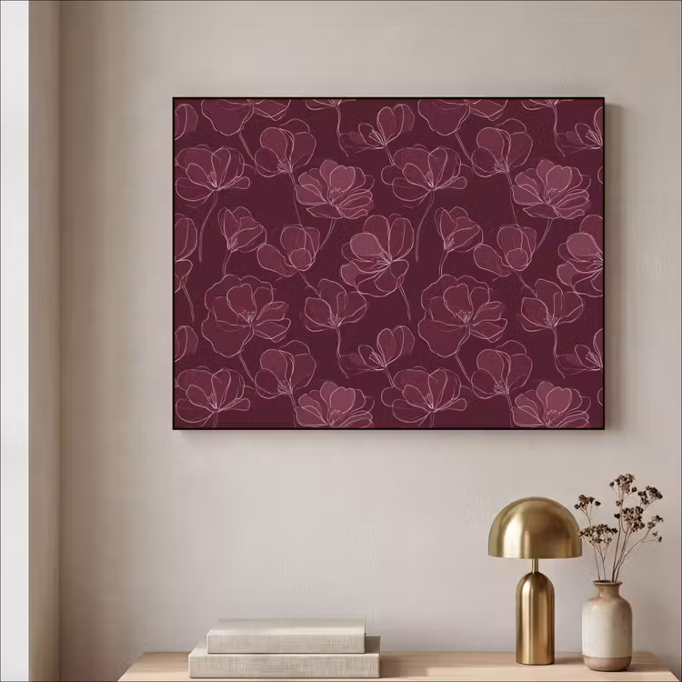 Art Frame - Bloemen - Patroon - Bordeauxrood — 3