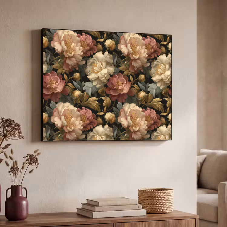 Art Frame - Bloemen - Barok - Patroon - Roze - Crème — 4