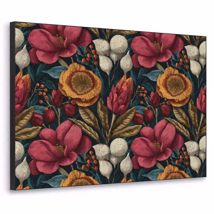 Art Frame - Bloemen - Patroon - Rood - Goud — 1