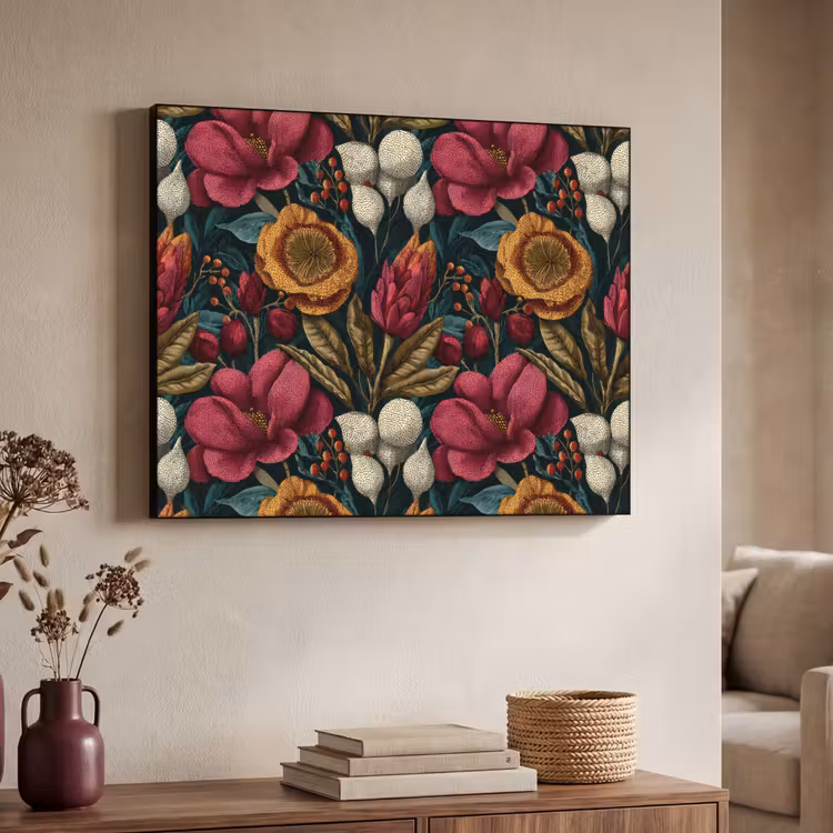 Art Frame - Bloemen - Patroon - Rood - Goud — 4
