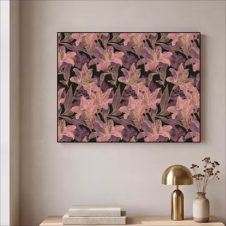 Art Frame - Lelies - Patroon - Paars - Goud — 3