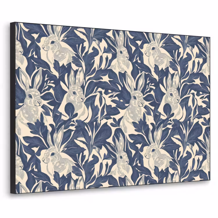 Art Frame - Hazen - Bladeren - Patroon - Blauw - Beige — 1