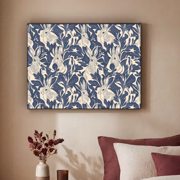 Art Frame - Hazen - Bladeren - Patroon - Blauw - Beige — 2