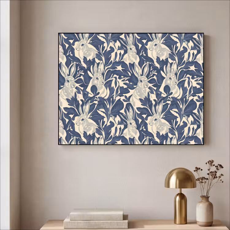 Art Frame - Hazen - Bladeren - Patroon - Blauw - Beige — 3