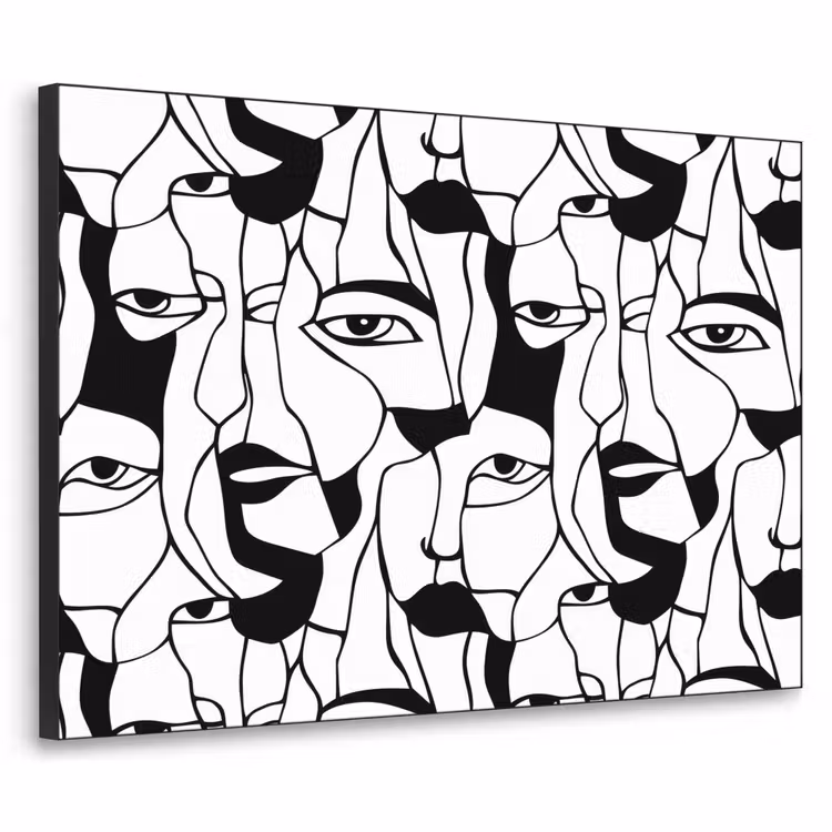 Art Frame - Lijnen - Gezichten - Zwart - Wit — 1