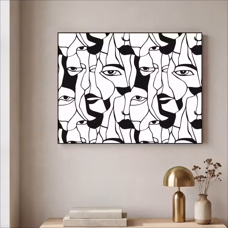 Art Frame - Lijnen - Gezichten - Zwart - Wit — 3