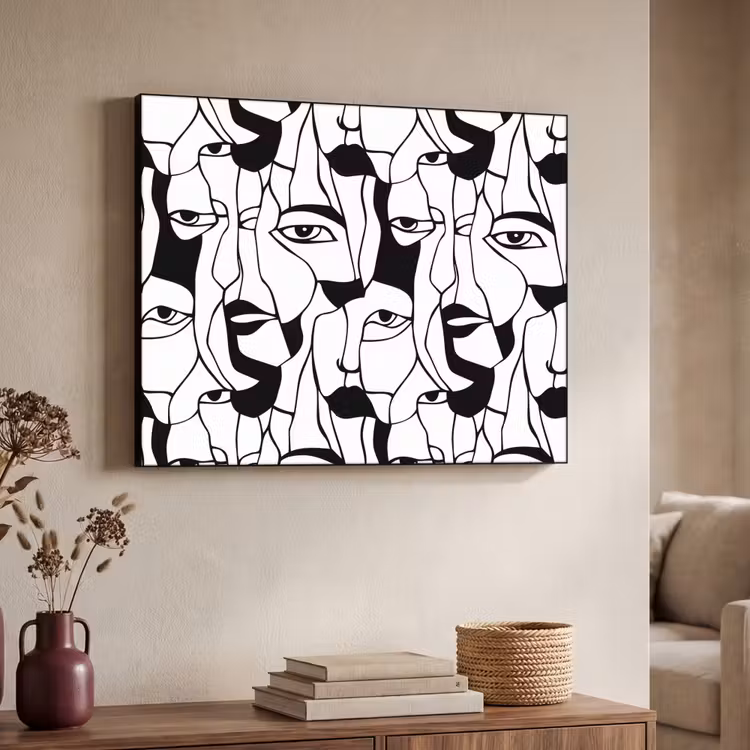 Art Frame - Lijnen - Gezichten - Zwart - Wit — 4